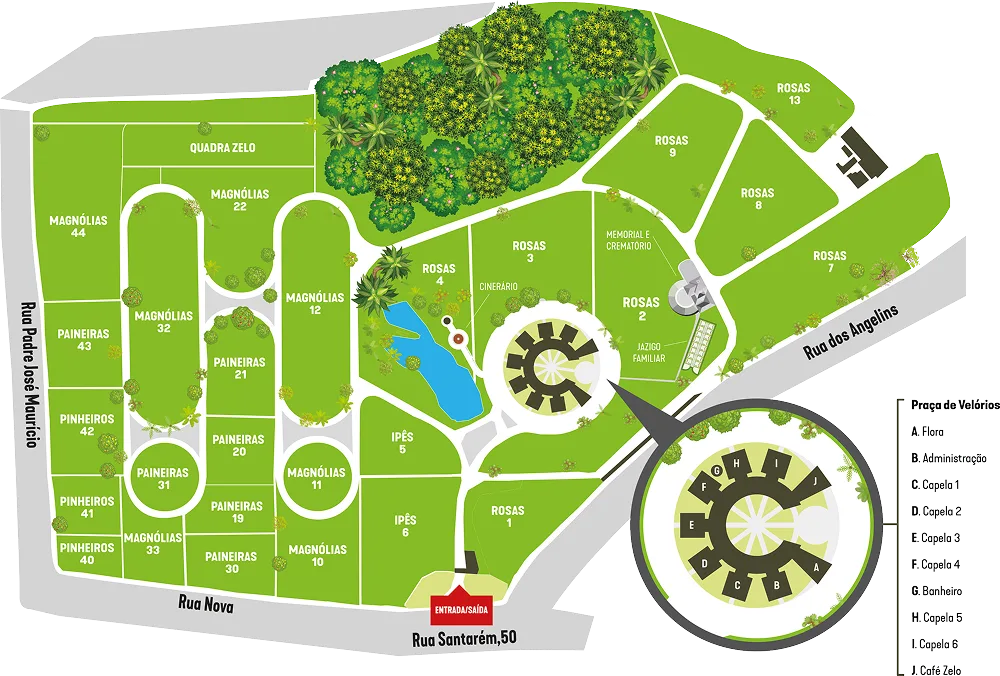Mapa do jazigo do Cemitério e Crematório Parque da Colina - BH